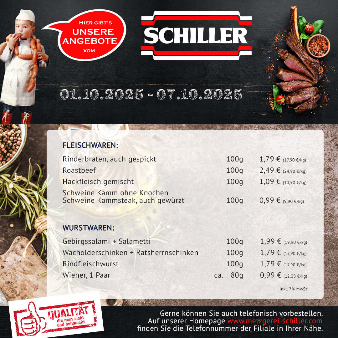 Metzgerei Schiller Hof Angebote KW30-31 2025